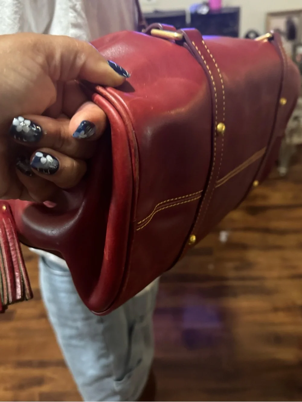 Dooney and Bourke Florentine Bordeaux Leather Satchel Handbag - Women Bags